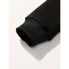 Men'S Casual King Crown Print Hoodie, 100% Polyester Long Sleeve Sweatshirt, Winter Knit Fabric with Slight Stretch, Regular Fit Hooded Top, 200g/m² - Trendy American Style Clothing Gift