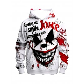 Men'S Joker 3D Print Hoodie - Casual Sporty Fitness & Outdoor Sweatshirt with Drawstring Pockets, Stretch Knit Fabric, Regular Fit for Spring, Fall, Winter Streetwear