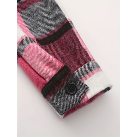 Men'S Casual Plaid Button-Up Shirt - Long Sleeve, Beige & Brown Check Pattern, Loose Fit, Lightweight Polyester Fabric, Perfect for Casual Attire