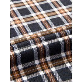 Men's Heavy-Duty Plaid Long Sleeve Dress Shirt - Winter Warmth Collar & Chest Pocket Button, Blue/White/Black/Brown Checkered Pattern, Loose Fit Casual & Formal Button-Up Coat Jacket-like Blazer (Machine Washable)