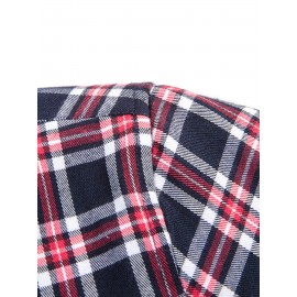 Men's Heavy-Duty Plaid Long Sleeve Dress Shirt - Winter Warmth Collar & Chest Pocket Button, Blue/White/Black/Brown Checkered Pattern, Loose Fit Casual & Formal Button-Up Coat Jacket-like Blazer (Machine Washable)