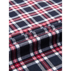 Men's Heavy-Duty Plaid Long Sleeve Dress Shirt - Winter Warmth Collar & Chest Pocket Button, Blue/White/Black/Brown Checkered Pattern, Loose Fit Casual & Formal Button-Up Coat Jacket-like Blazer (Machine Washable)