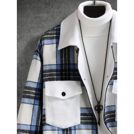 Long Sleeve Men's Plaid Shirt for Winter and Fall, Casual Warm Comfy Shirt as Gift