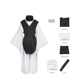 Anime Choso Character Costume Set - Black & White Long Sleeve Top with Belt, Vest, and Pants - Perfect for Parties, Cosplay, and Themed Events, Themed Event Attire|Sleek Formal Attire|Stretchy Fabric