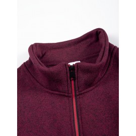 Men'S Cozy Fleece-Lined Sleeveless Vest - Maroon Zip-Up with Pockets, Retro Casual Style, Warm & Comfortable for Fall/Winter, Versatile Outdoor & Sporty Wear, Winter Vest, Sporty Vest, Minimalist Design, Soft Texture