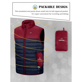 [Windproof Vest] Lightweight High Quality 33,000ft Men's Windproof Insulated Vest | Packable Stand Collar Sleeveless Jacket for Golf Running Tennis, Machine Washable Nylon-Lined Winter Outerwear, Casual Winter Wear