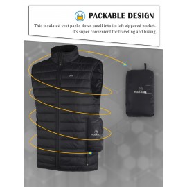 [Windproof Vest] Lightweight High Quality 33,000ft Men's Windproof Insulated Vest | Packable Stand Collar Sleeveless Jacket for Golf Running Tennis, Machine Washable Nylon-Lined Winter Outerwear, Casual Winter Wear