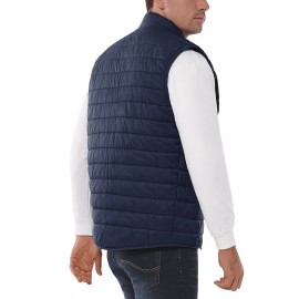 [Windproof Vest] Lightweight High Quality 33,000ft Men's Windproof Insulated Vest | Packable Stand Collar Sleeveless Jacket for Golf Running Tennis, Machine Washable Nylon-Lined Winter Outerwear, Casual Winter Wear