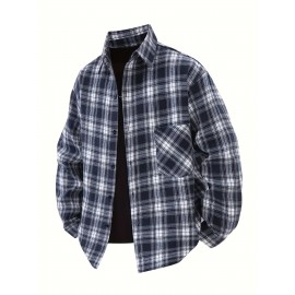 3pcs Men'S Scandinavian Vintage Plaid Shirt Set - Loose Fit, Breathable Rayon, Long Sleeve with Button-Up Design, Perfect for Fall & Spring Casual Wear, Casual Wear Shirts|Vintage Plaid Shirt|Asymmetrical Hemline, Thick