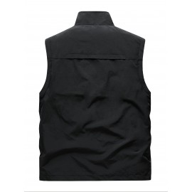 6801 Multi-Pocket Outdoor Vest - Sleeveless Stand Collar Casual Hiking & Travel Vest with Multiple Pockets, Durable Non-Stretch Fabric, All-Season Use, Hand Washable, Hiking Gear, Secure Zipper Closure