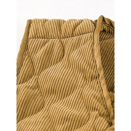 [Winter Warmth Vest] Navy Blue Quilted Corduroy Men's Winter Warmth Vest | Fleece Lining, Pockets, Button Closure | Perfect for Fall and Winter Comfort