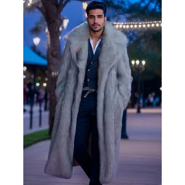 [New Fox Fur Coat] Warm Fashion Mid-Length Fox Fur Plush Collar Suit Coat | Men's Casual Fleece Outerwear, Comfortable Loose Luxurious Grass Coat, New Thickened Versatile Trendy