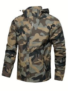 [Camo Jacket] Lightweight Camo Men's Jacket | Durable Polyester, Machine Washable, Zip-Up with Pockets for Fishing, Hiking, Outdoor & Sports - Casual Hooded Coat