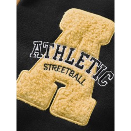 Men's Baseball Jacket with Athletic Dept. Embroidered Logo & Number 17 - Royal Blue & Beige Contrast Design, Baseball Collar, Machine Washable Casual Streetwear Jacket for Casual Attire