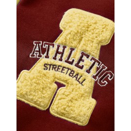 Men's Baseball Jacket with Athletic Dept. Embroidered Logo & Number 17 - Royal Blue & Beige Contrast Design, Baseball Collar, Machine Washable Casual Streetwear Jacket for Casual Attire