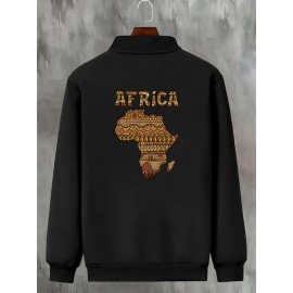 Men's Stylish African Print Zip-Up Jacket - Slim Fit, Beige with 