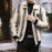 Men'S Winter Faux Fur Coat - Warm Color-Block Lapel Collar Jacket with Zipper Closure, Black & Beige Contrast Design, Regular Fit for Casual & Formal Wear, Polyester Lining, Stylish Streetwear, Faux Fur Coat