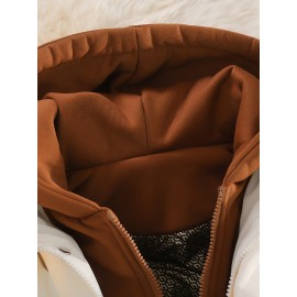 Men'S Hooded Vest - Thickened Warm Sleeveless Jacket with Zipper Closure, Red & Color Block Design, Polyester Lining, Casual Style for Cold Weather, Unisex Couple'S Outerwear, Multiple Colors Available, Winter Vest, Cold Weather Apparel