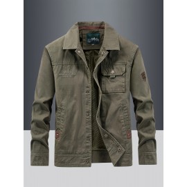 [Lightweight Jacket] Lightweight Nylon Men's Casual Work Jacket | 100% Nylon, 600 Grams, Multi-Pocket Button Design, Machine Washable, Suitable for Outdoor Use in Spring And Autumn with a Collar